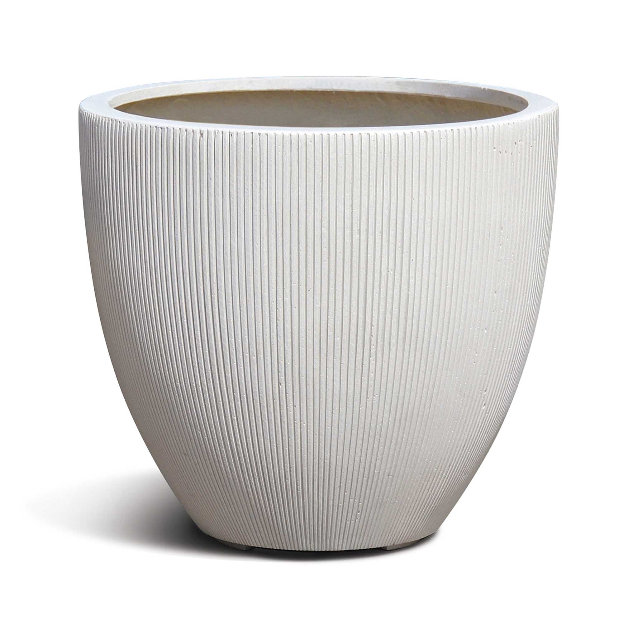 Classic Egg Pot | Vertical Lines Collection | Vertical White