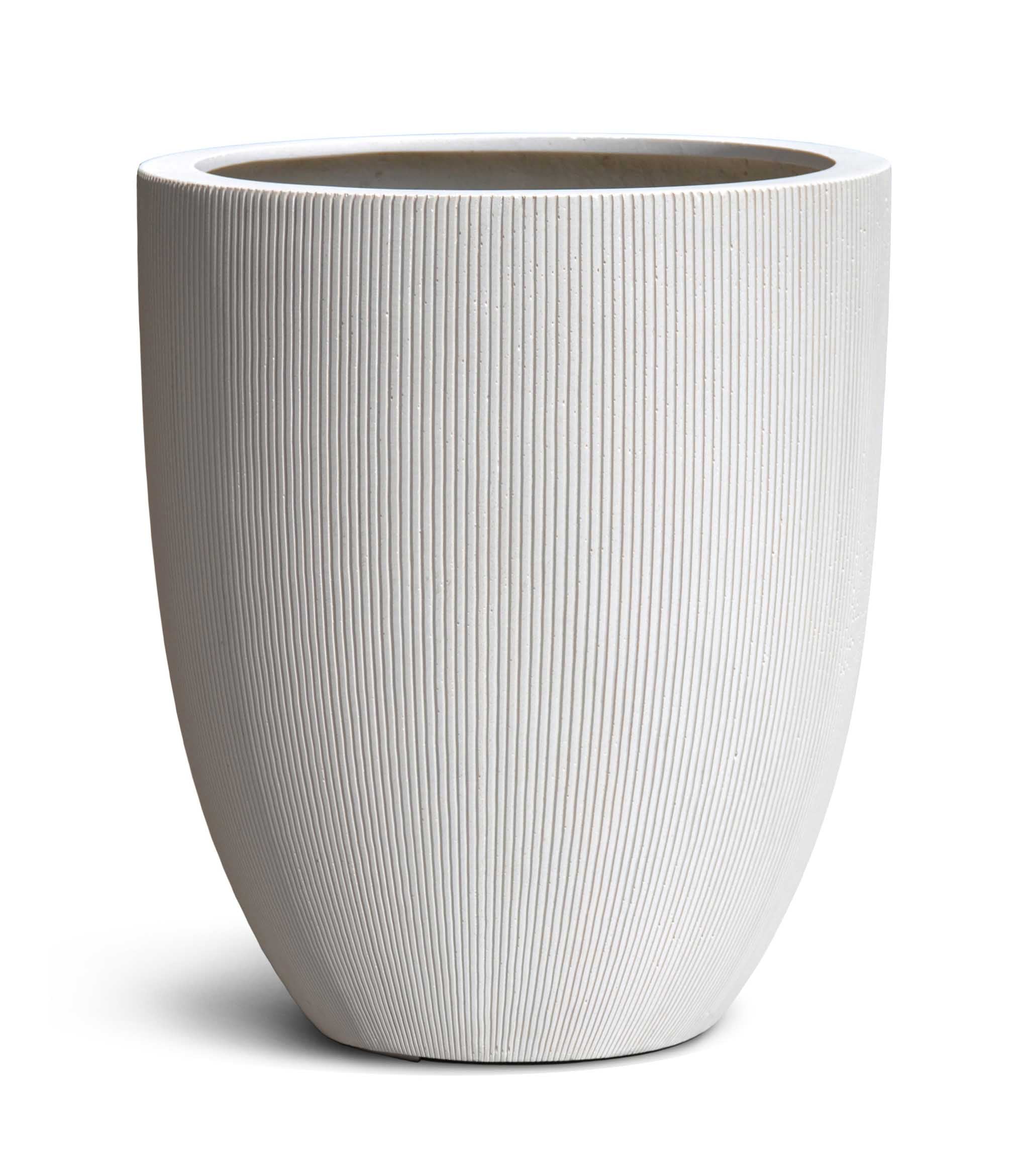 Tall Egg Pot | Vertical Lines Collection | Vertical White