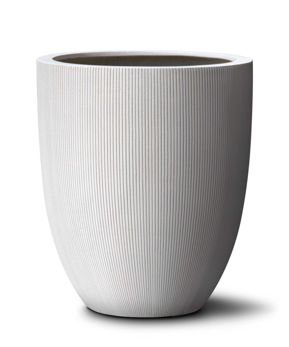 Tall Egg Pot | Vertical Lines Collection | Vertical White - ESCHBACH